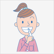 モリカラ ホワイトのノックを数回押すとホワイトニング液が筆先に含まれますので、歯にムラなく塗ってください。 イラスト